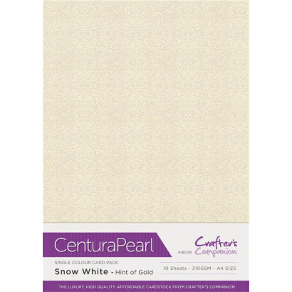 Crafters Companion Centura Pearl Snow white Hint Of Gold pk of 10 cp10-swgld