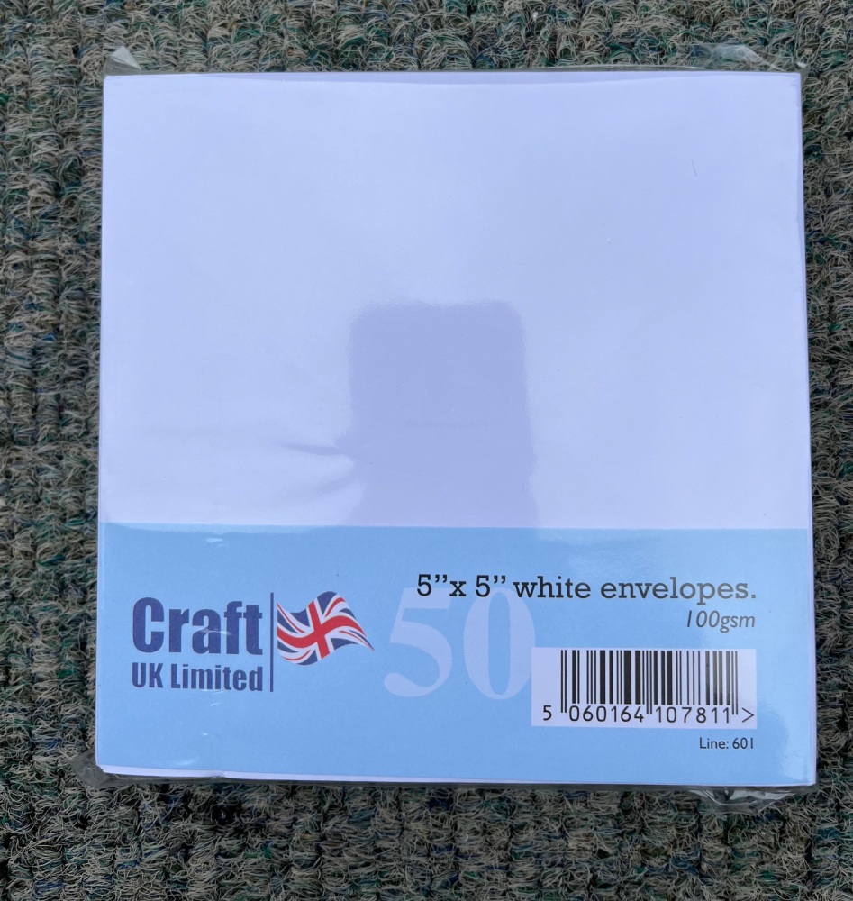 ENVELOPES white  5 1/4" x5 1/4"(132mm x132mm) 100gsm pack 50