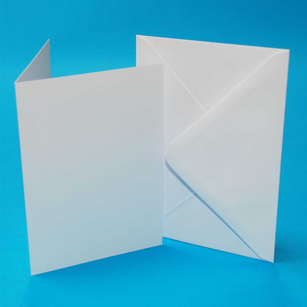 5 x 7 white straight edge cards and envelopes , box of 10 packs (50 per Pk)