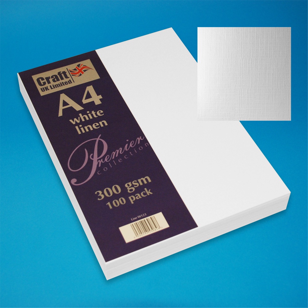 A4 white linen card 300gsm 100 sheets