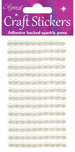Adhesive Gems Pearls Ivory 6mm  140pces