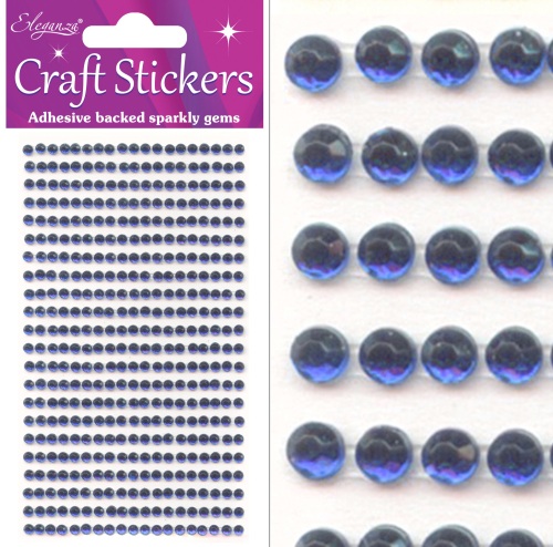 Adhesive Gems Sapphire Blue 3mm 418 pieces