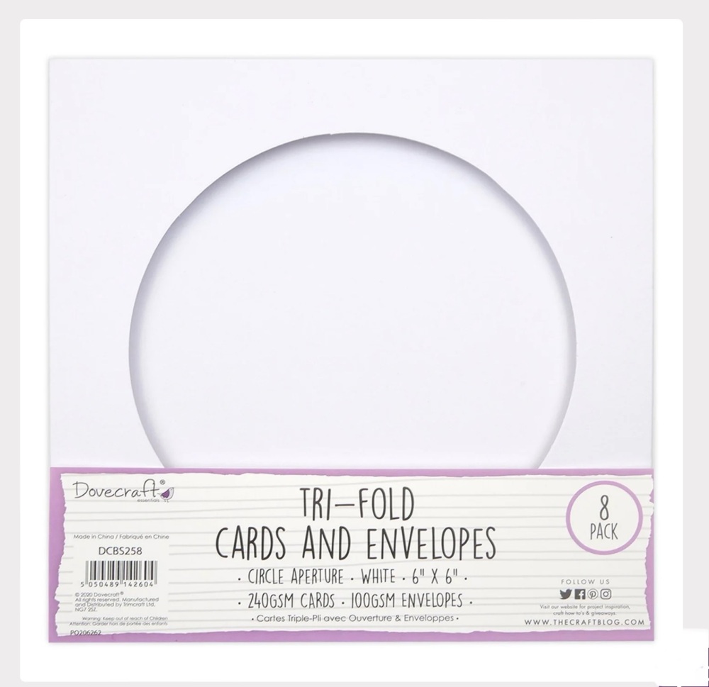 Dovecraft 6x6 Tri Fold Circle aperture cards pk of 8