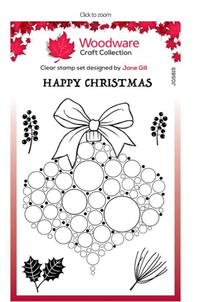 Woodware Clear Singles Big Bubble Bauble – Twigs & Berries 4 “  x 6 “ stamp