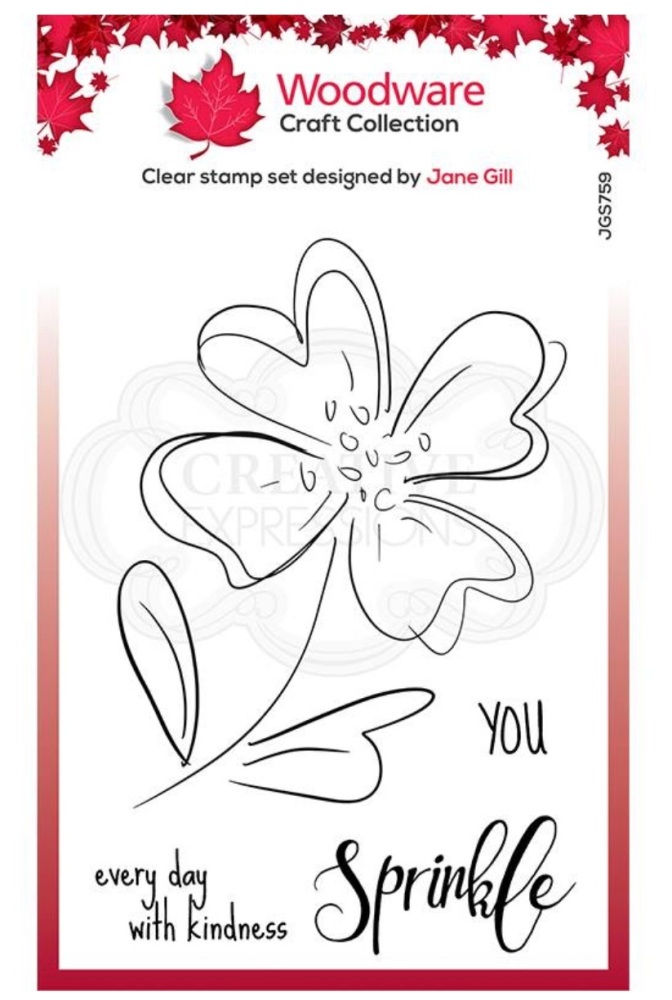Woodware Clear Singles Poppy Sketch 4” x 6 “ Stamp