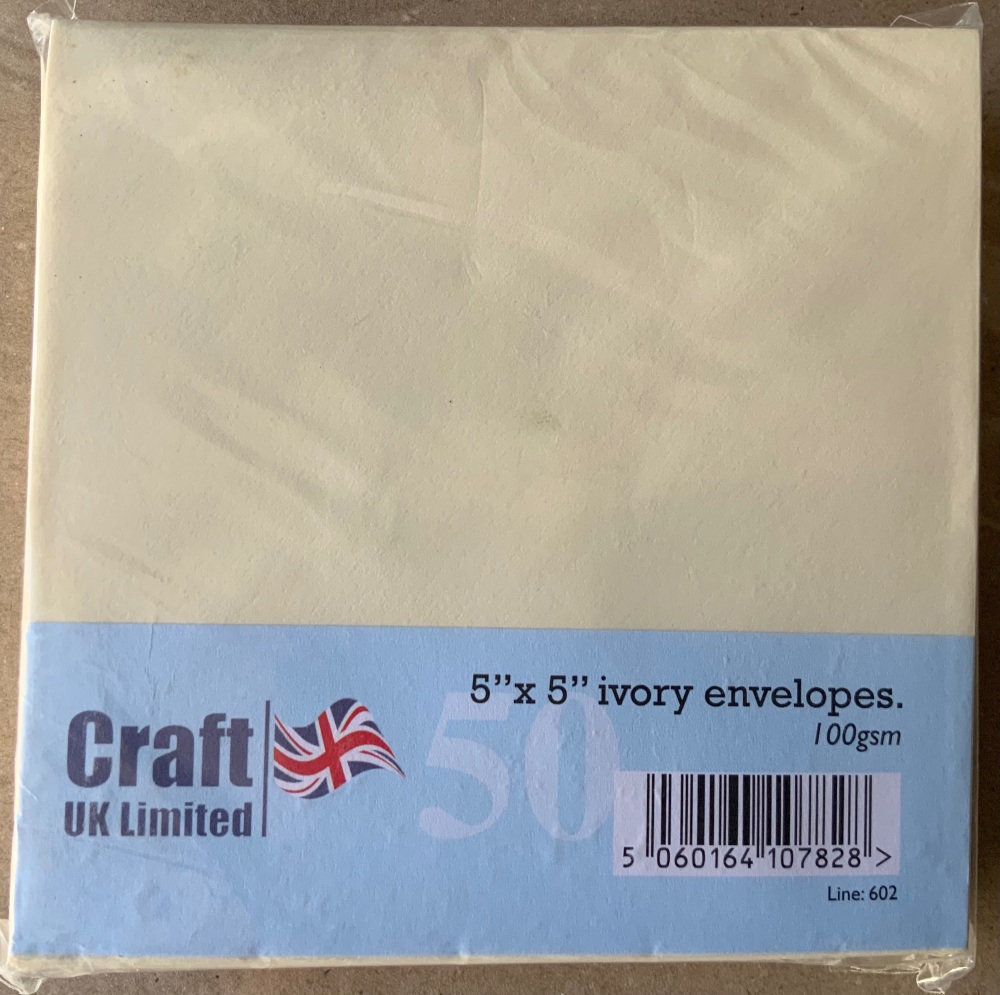 ENVELOPES ivory  5 1/4" x5 1/4"(132mm x132mm) 100gsm  pack 50