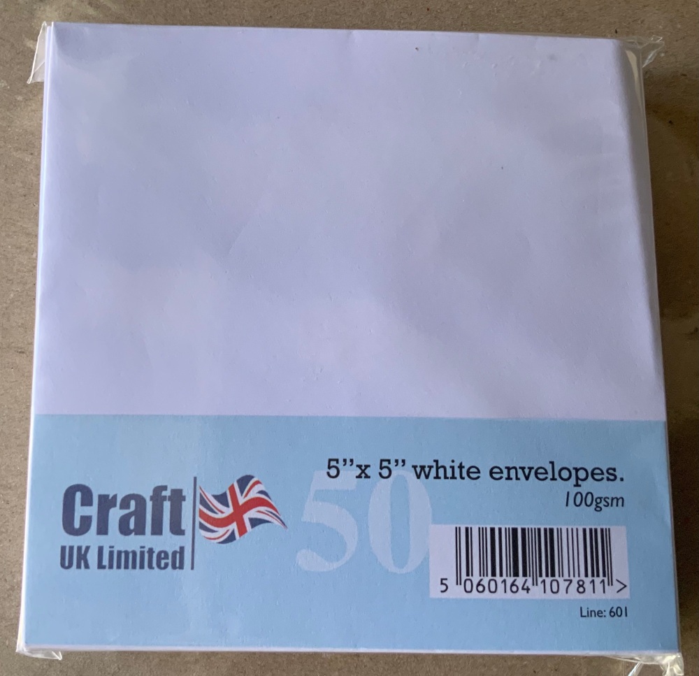 ENVELOPES white  5 1/4" x5 1/4"(132mm x132mm) 100gsm pack 50