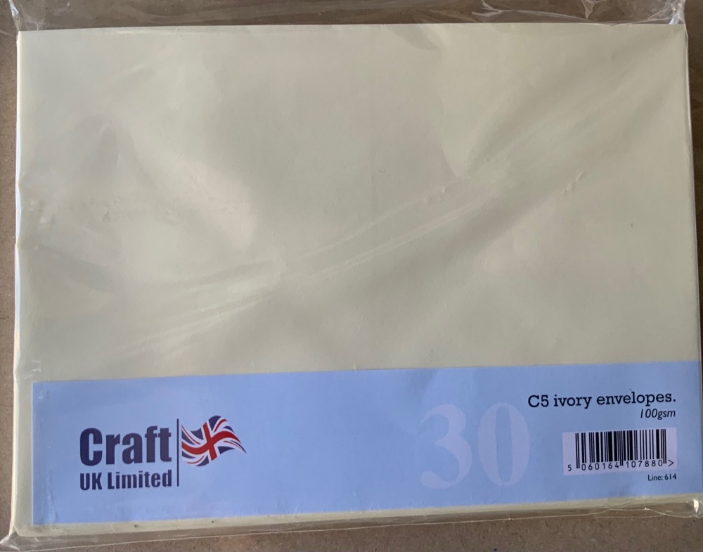 C5 ivory envelopes 100gsm  pack of 30