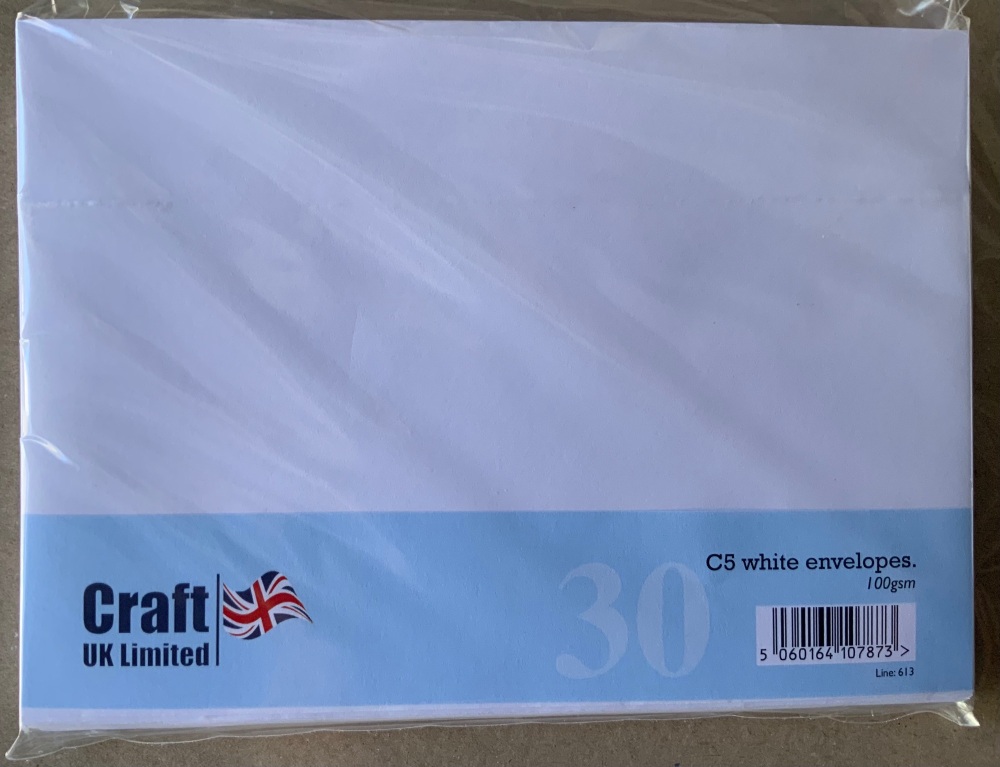 C5 white envelopes packed 30’s