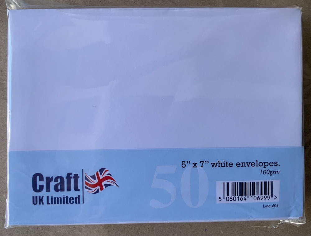 5”x7” white envelopes 100gsm 50pack