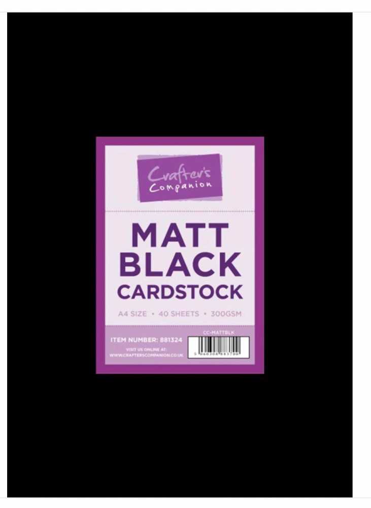 Crafters Companion Matt Black Card, 300gsm ,40pc.