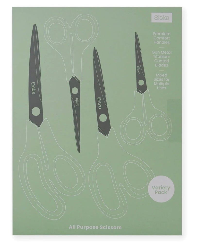 Siska All purpose scissors Mixed sizes pk of 4, Premium comfort handles