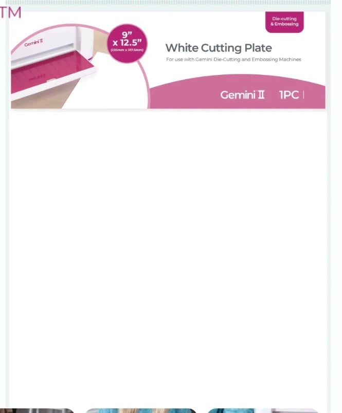 Crafters companion Gemini White cutting plate  9”x12.5”