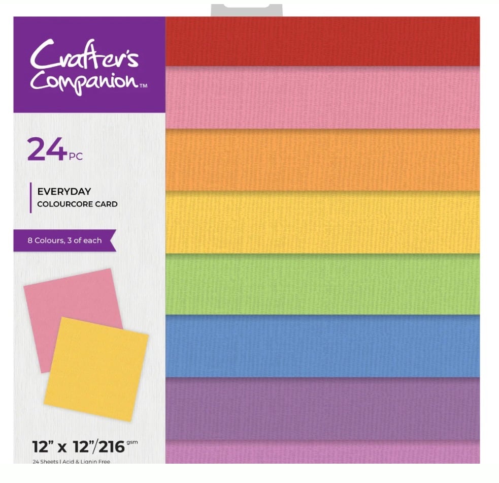 Crafters companion 12x12 everyday colourcore card 24 pack