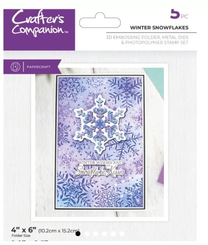 Crafters Companion 3D Embossing folder, metal dies & Stamp set -WINTER SNOWFLAKES