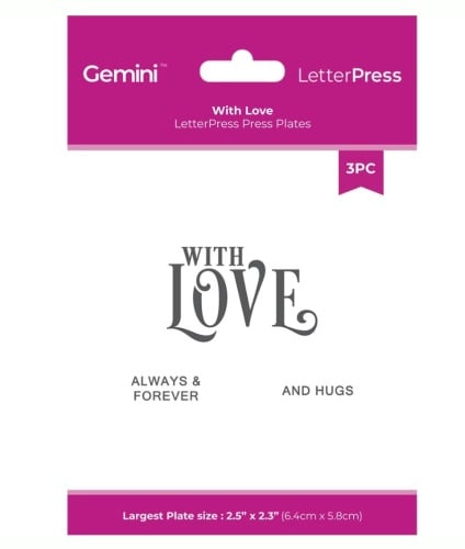 Crafters Companion letterpress press plates -WITH LOVE