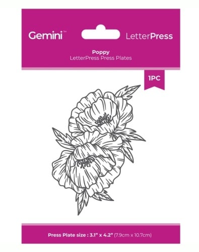 Crafters Companion Gemini letter press press plates -POPPY. 1PC