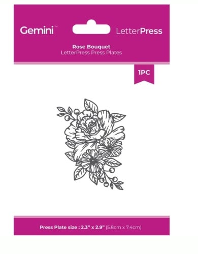 Crafters Companion Gemini letterpress press plates -ROSE BOUQUET  1pc