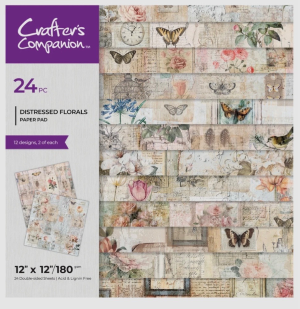 12x12 Crafters companion Distressed Florals paper pad