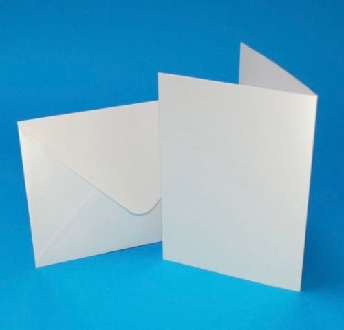 Craft Uk C6 White pearlescent double sided cards and envelopes. Pk of 20