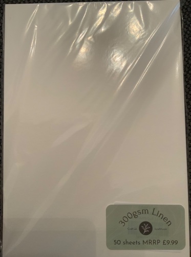 Craft uk A4 Ivory Linen. 300gsm pk 0f 50 sheets