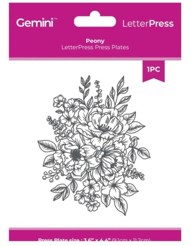 Crafters companion- Peony Letter press- 1 piece