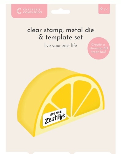 Crafters companion- Live your zest life- clear stamp, metal die adn template set, 9pieces