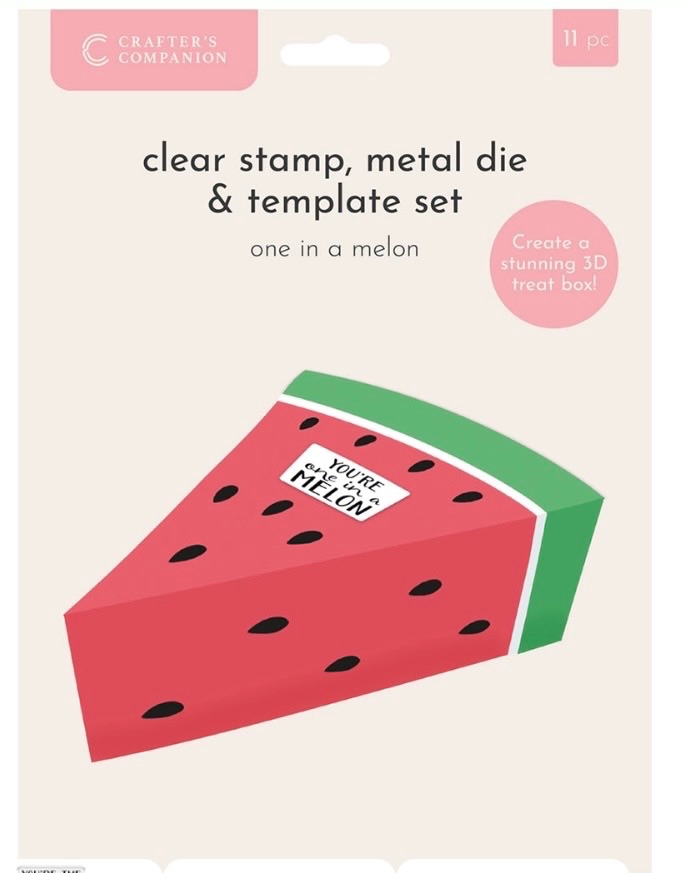 Crafters companion- One in a melon- Clear stamp, metal die and template set- 11pieces