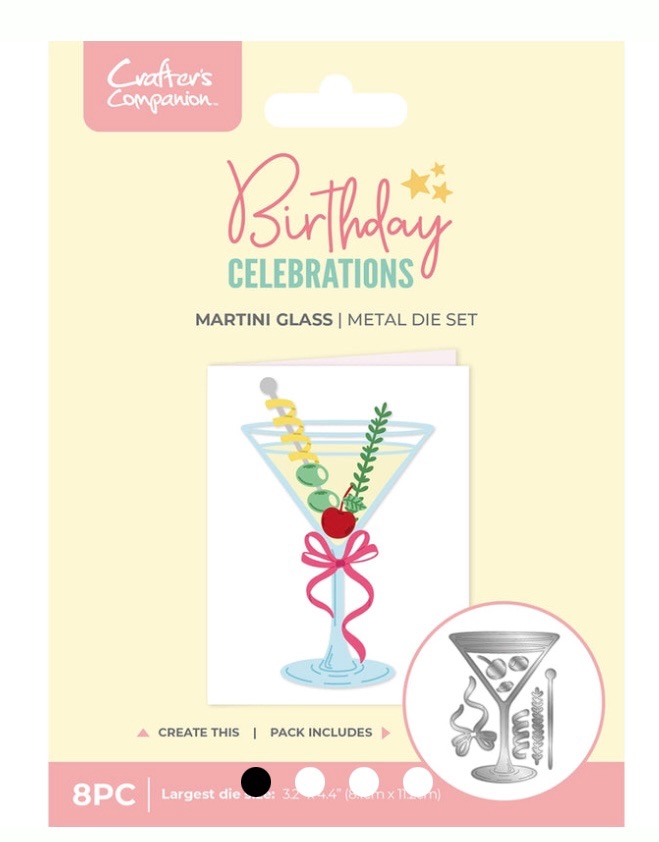 Crafters companion - Martini glass metal die set - 8 pieces