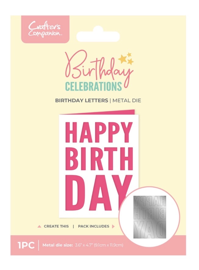 Crafters companion- Birthday letters -metal die- 1piece