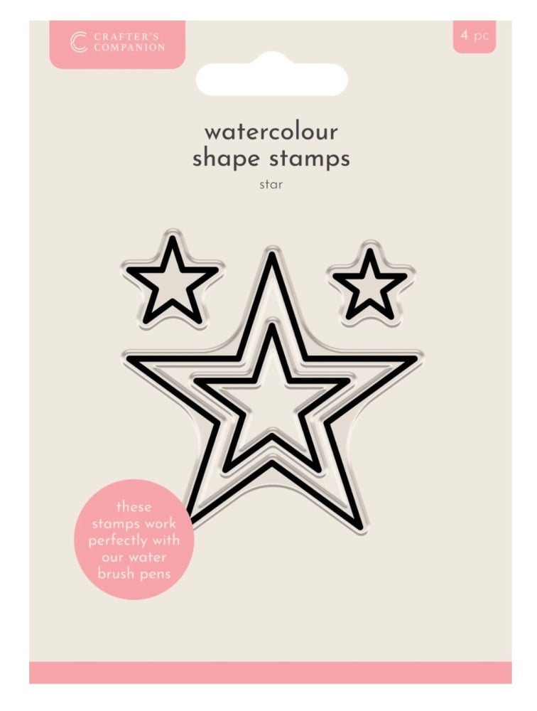 Crafters companion- Star- Watercolour shape stamps- 4 pieces