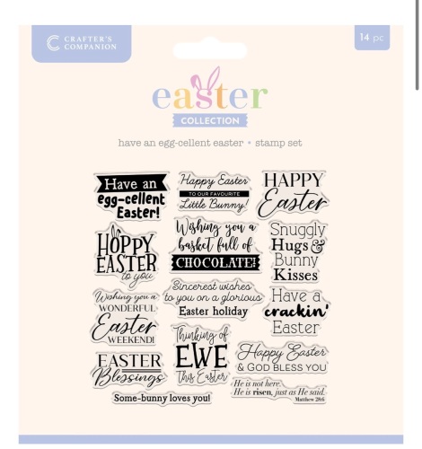 Crafters companion- Have an egg-cellent Easter- stamp set- 14 pieces