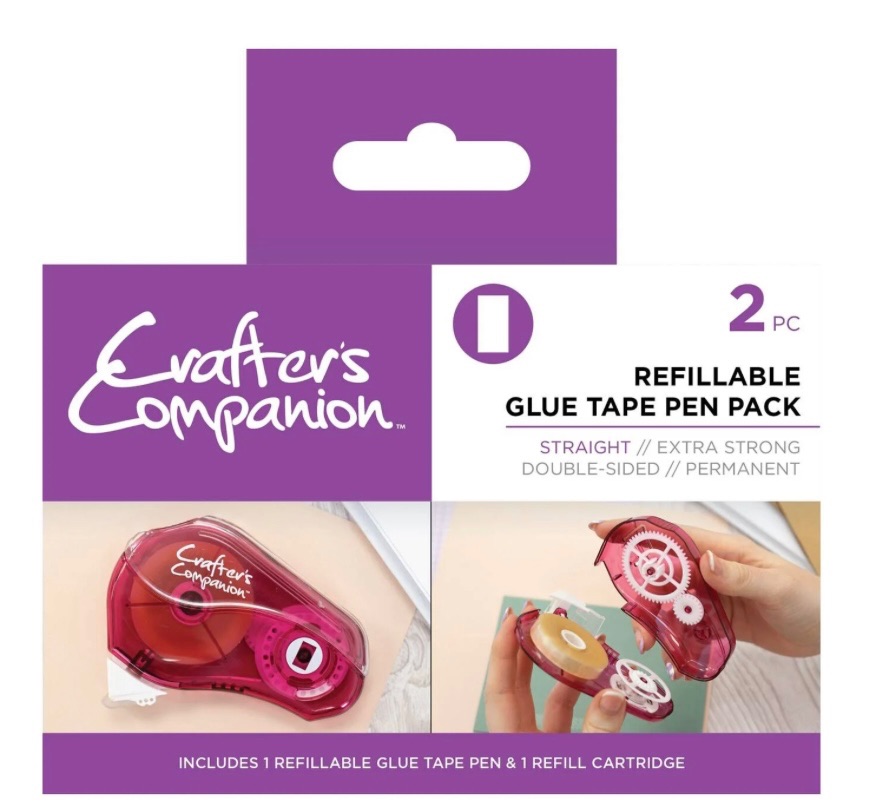 Crafters companion - Straight Refillable glue tape pen pack -2 pieces