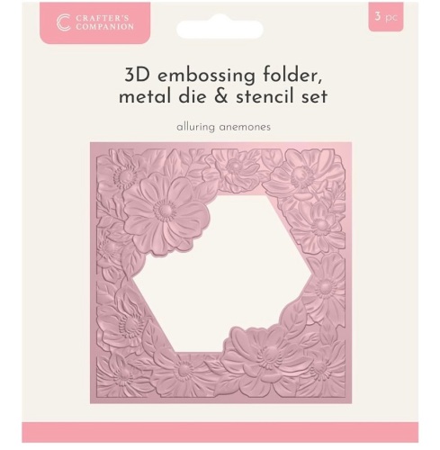Crafters companion -Alluring anemones- 3d embossing folder, metal die & stencil set- 3pieces