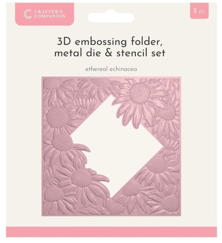Crafters companion- Ethereal echinacea- 3d embossing folder, metal die and Stencil set- 3 pieces