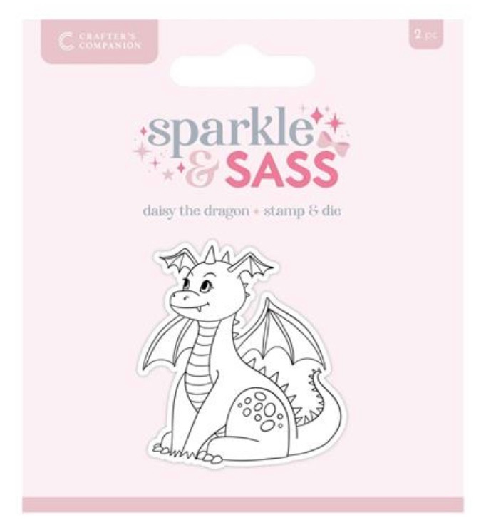 Crafters companion- Daisy the dragon sparkle & sass- Stamp & die set 2 pieces