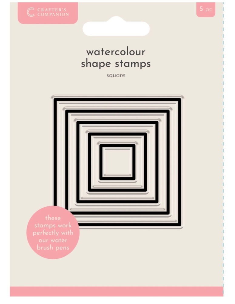 Crafters companion- Square watercolour shape stamps, 5 pieces