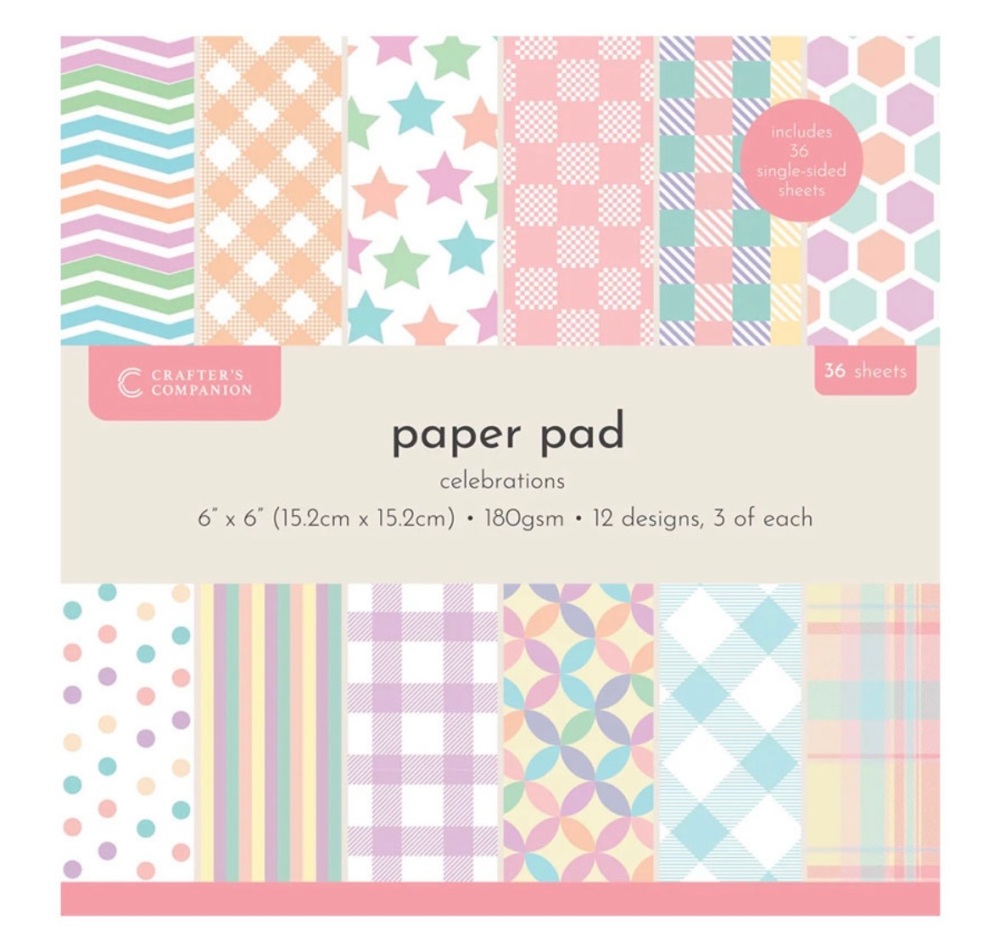 Crafters companion- 6x6 Celebrations paper pad- 36 sheets