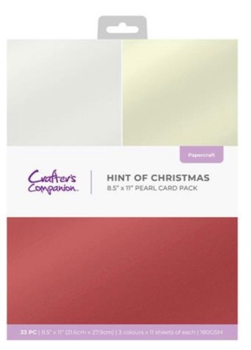 Crafters companion- A4 Hint of Christmas pearl card pack - 33 pieces