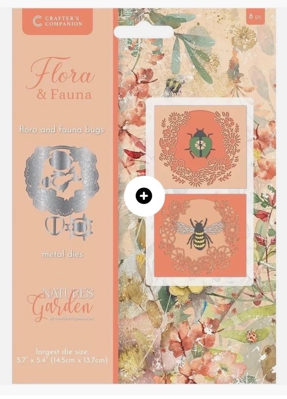Crafters companion- Flora & Fauna Bugs- metal dies , 8 pieces