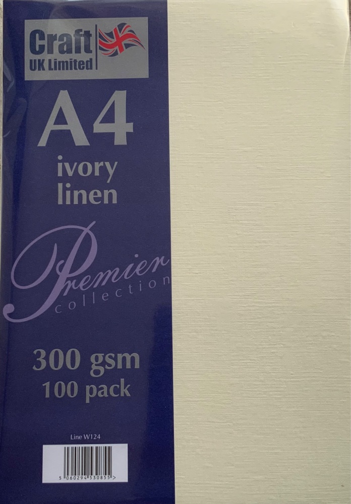 Craft Uk A4 Ivory Linen 300 gsm 100sheets