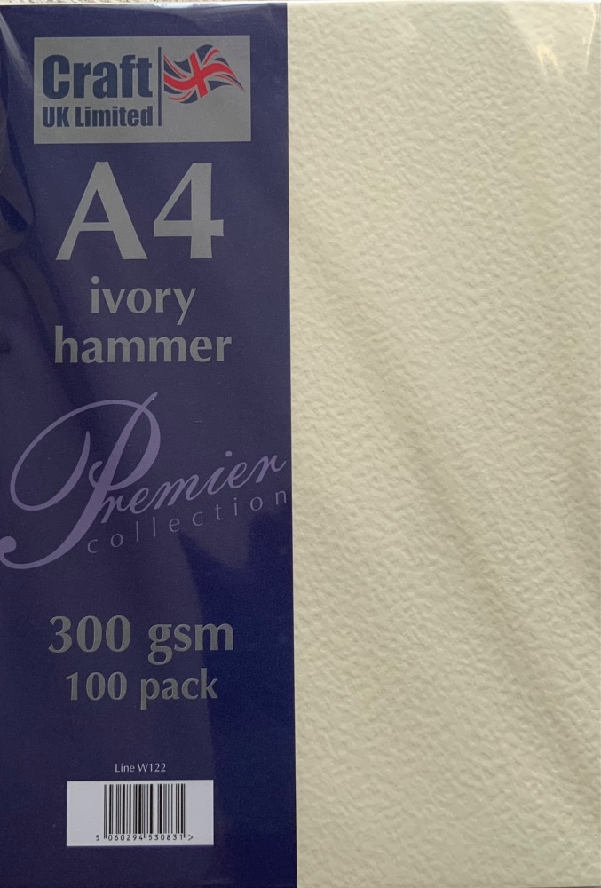 Craft uk A4 Ivory Hammer.  300 gsm. 100 sheets