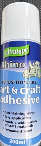Rhino , Repositional art and crafts adhesive . Permanent bond 200ml