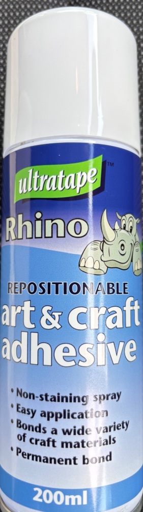 Rhino , Repositional art and crafts adhesive . Permanent bond 200ml