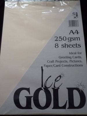 A4 ICE GOLD CARD CREAM 250gsm PK 8 SHEETS.