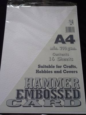 A4 HAMMER EMBOSSED CARD WHITE 200gsm 16 SHEETS.