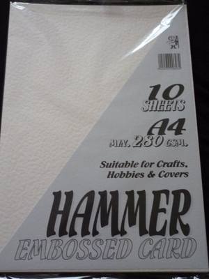A4 HAMMER EMBOSSED CARD CREAM 280gsm 10 SHEETS.