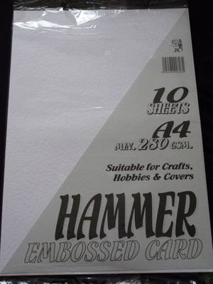 A4 HAMMER EMBOSSED CARD WHITE 280gsm 10 SHEETS.