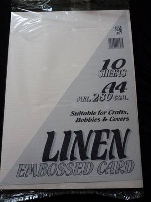 A4 LINEN EMBOSSED CARD WHITE 280gsm 10 SHEETS.