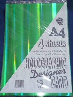 A4 CARD GREEN HOLOGRAPHIC 4SHEETS